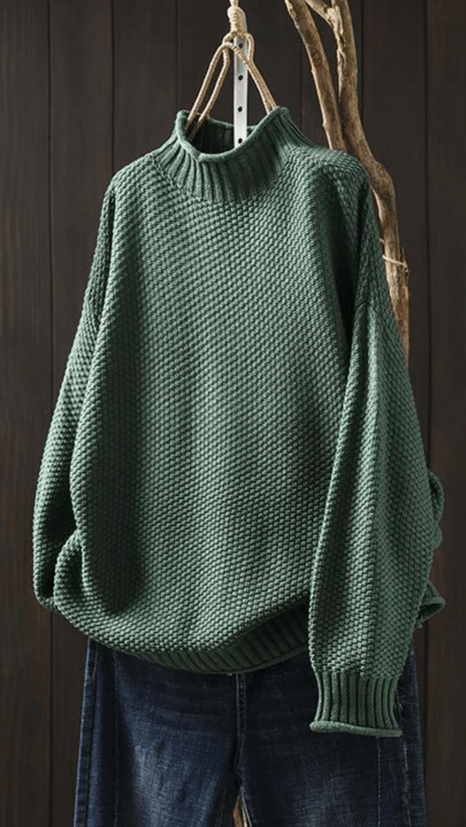 SERENA - Textured High Neck Knit Sweater