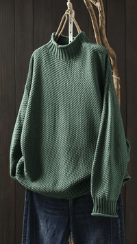 SERENA - Textured High Neck Knit Sweater