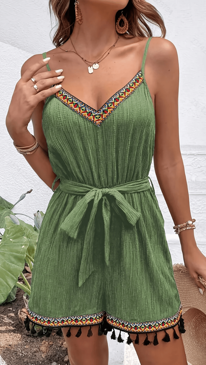 ELORIA - Jacquard Tassel Romper