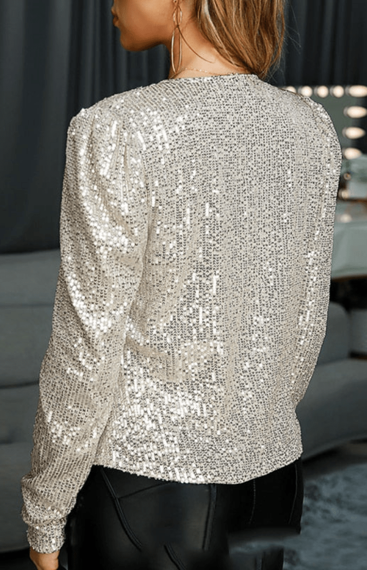 DAZZLÉA - Chic Open Front Sequin Blazer for Women | Sparkling Party Jacket