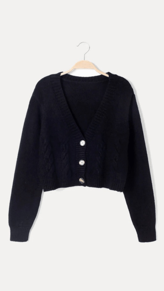 ZENDAYA - Cropped Cable Knit Cardigan