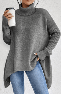FLEURÉ – Cozy Oversized Turtleneck Knit Sweater for Relaxed Comfort and Style