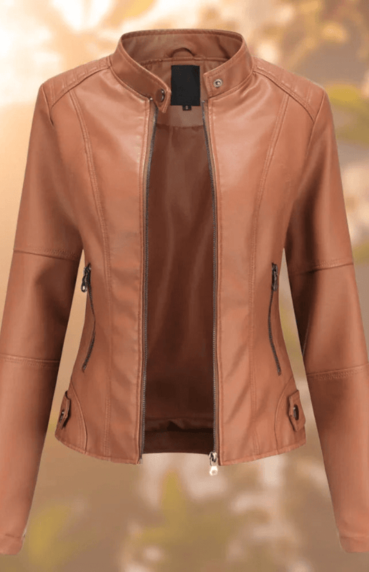 AURAEDGE – Stylish Women’s Leather Jacket Structured Fit Full Zip