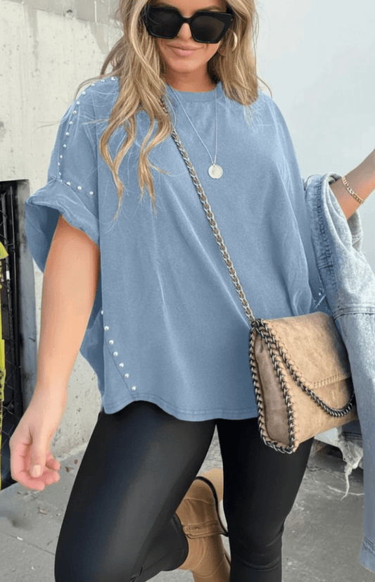 LUNA-STREET – Oversized Studded T-Shirt in Soft Fabric for Bold Style