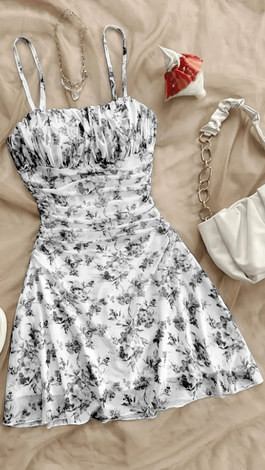 BRISÉA - Women’s Floral Halter Fit and Flare Mini Dress