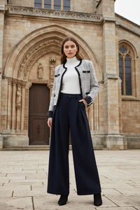 ATELÉRA – Fluid Wide Leg Pants with Deep Front Pleats & Wool-Like Texture