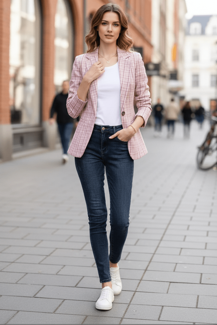 Lior – Refined Plaid Blazer with Structured Shoulders and Grace