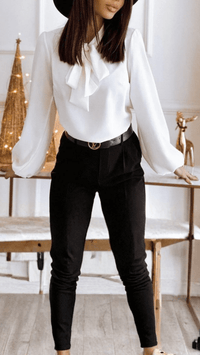 SOPHIA - Bow Tie High Neck Blouse