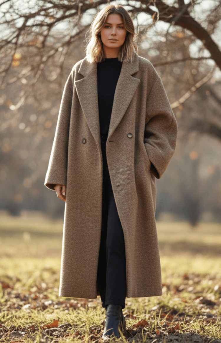 SNOWÉRA – Women’s Oversized Winter Coat, Classic Double-Breasted Look