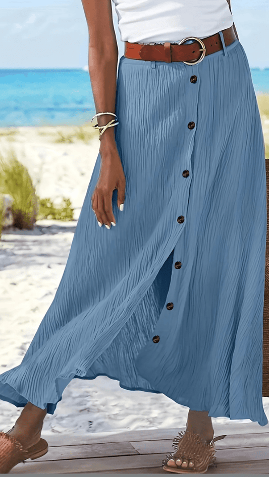 SERAPHINE - Button Front Flow Midi Skirt