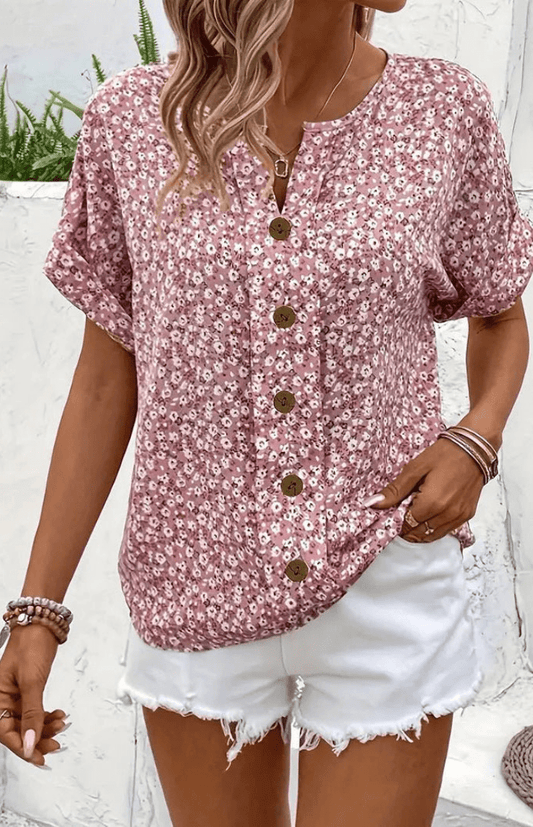 BLOSSÉRA – Women’s Floral Summer Blouse with Soft Lightweight Drape