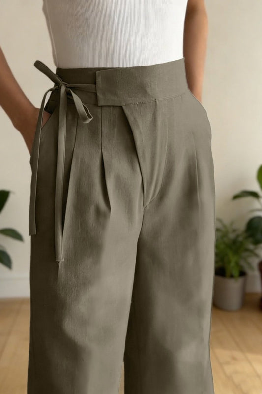 CYRELLA – Draped Wide-Leg Casual Slacks