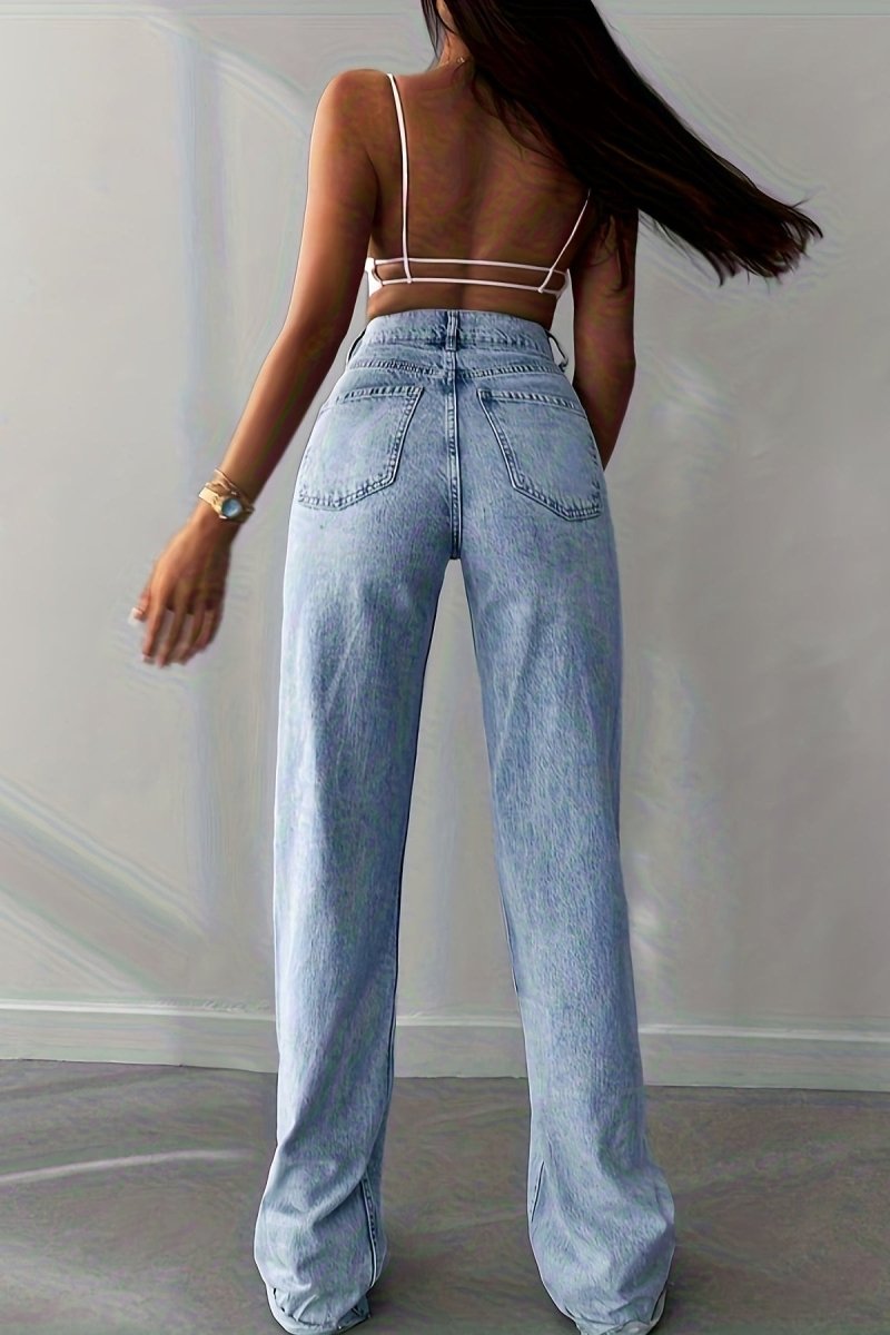 CAMBRIA – Trendy Raw Edge Denim Jeans