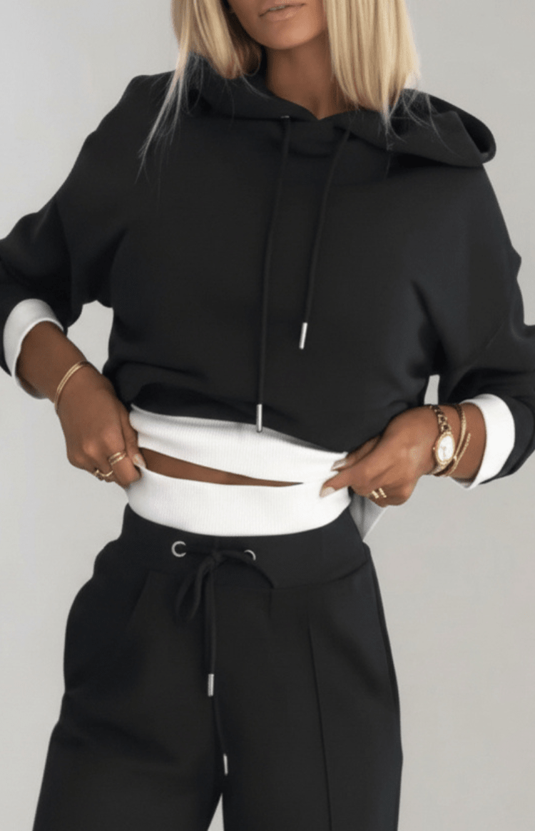 COMFYSUE – Cozy Women's Hoodie and Drawstring Pants Tracksuit Set for Casual Wear