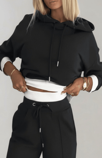 COMFYSUE – Cozy Women's Hoodie and Drawstring Pants Tracksuit Set for Casual Wear