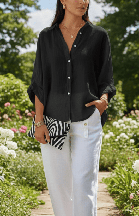 VIVIDLUXE – Chic Cropped Satin Blouse Puff Sleeves Versatile Boxy Fit