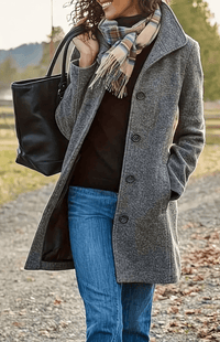 ARCTICART – Stylish Women’s Mid-Length Winter Coat with Utility Pockets & Buttons