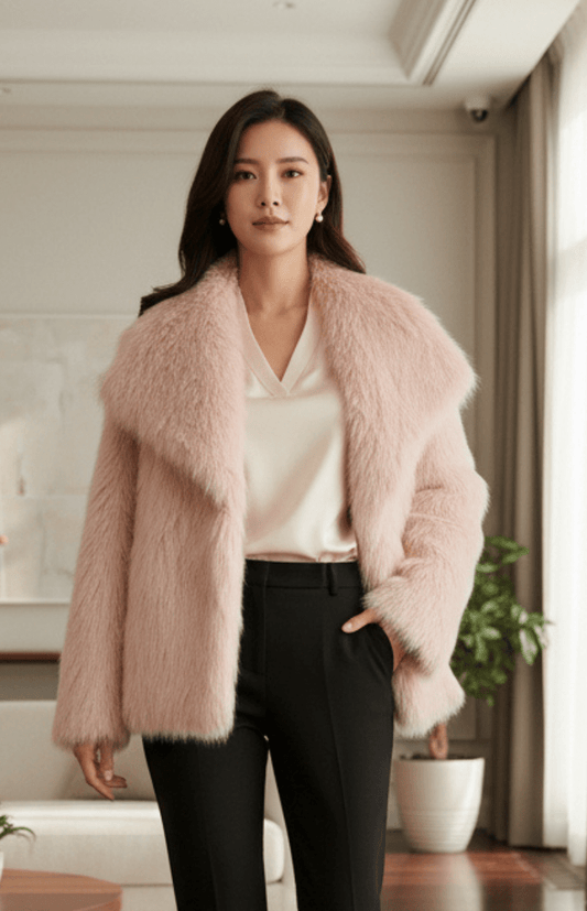 IVELLA – Women’s Faux Fur Jacket with Laid-Back Chic Appeal