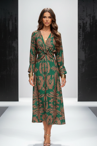 VIVIDERA – Women's Knotted Summer Maxi Dress Elegant V-Neck Cocktail Gown