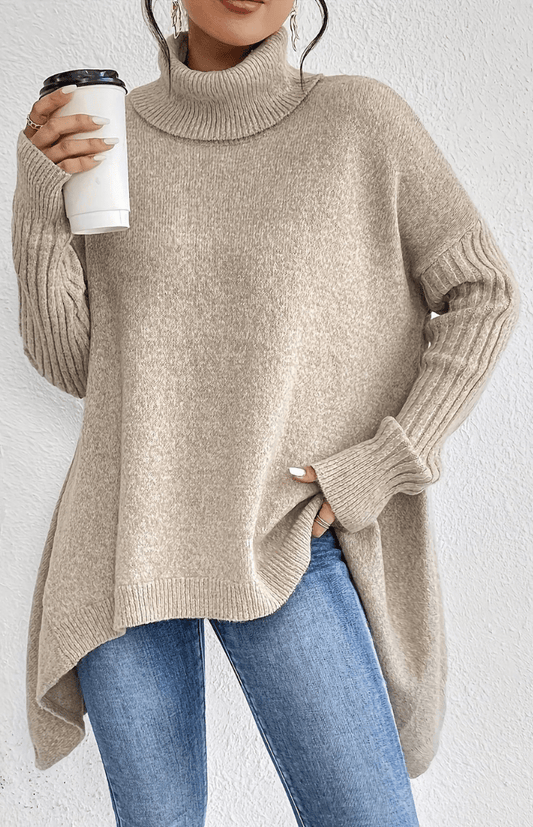 FLEURÉ – Cozy Oversized Turtleneck Knit Sweater for Relaxed Comfort and Style