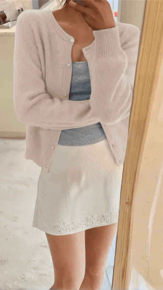 ELARA - Classic Ribbed Button Cardigan