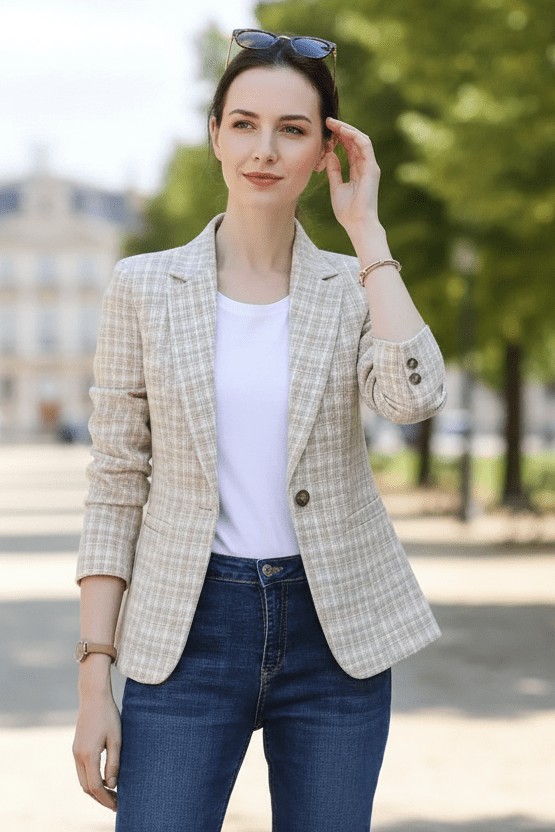 Lior – Refined Plaid Blazer with Structured Shoulders and Grace