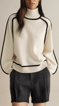 NOIRÉVA - Contrast Trim Turtleneck Sweater