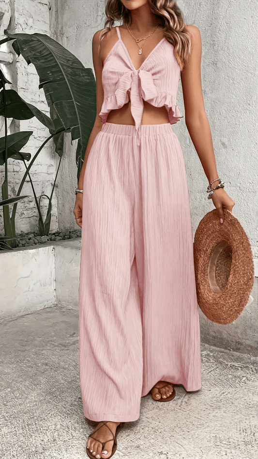 AZURÉA - Tie Front Pants Set