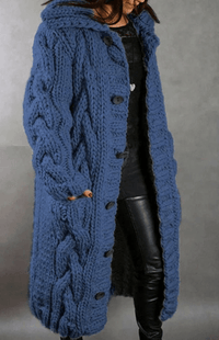 WARMÉA – Chic Oversized Cable Knit Cardigan with Front Buttons for Women