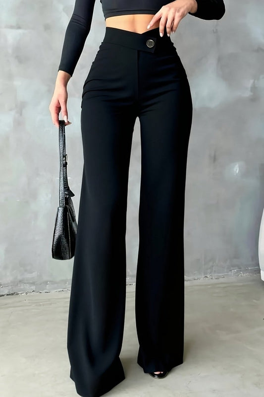 HADRIANNA – Modern Black High-Waist Trousers