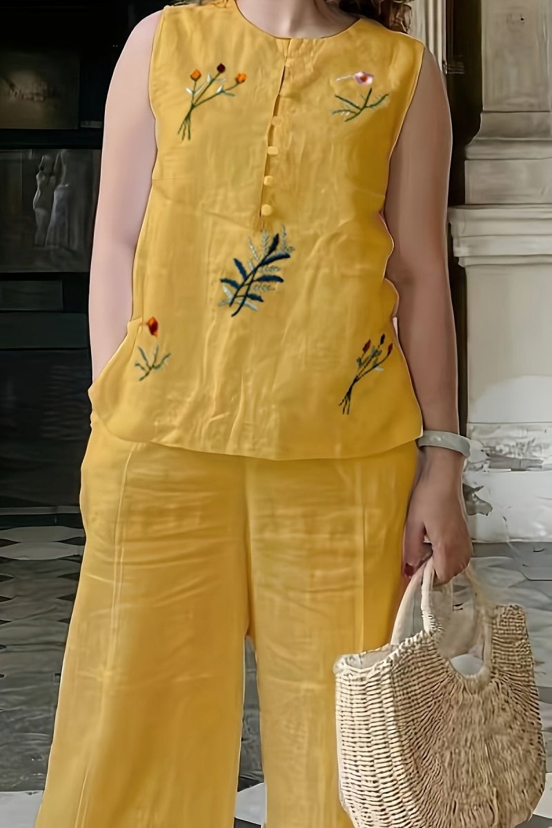 DALARY – Embroidered Linen Spring Co-Ord