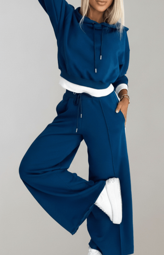 COMFYSUE – Cozy Women's Hoodie and Drawstring Pants Tracksuit Set for Casual Wear