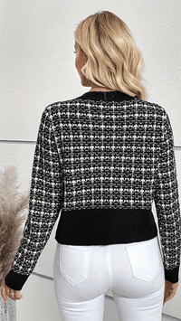 VIORELLA - Checked Button Knit Cardigan