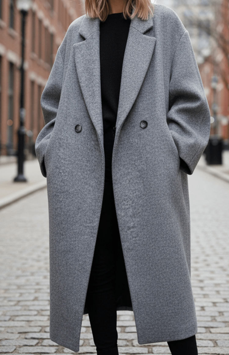 SNOWÉRA – Women’s Oversized Winter Coat, Classic Double-Breasted Look