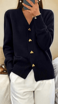 ALVÉRA - Heart Button Knit Cardigan