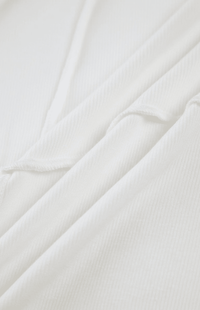 COZYELLE – Long Sleeve Cotton Blend Top Relaxed Fit with Elegant Piping