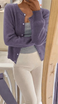 ELARA - Classic Ribbed Button Cardigan