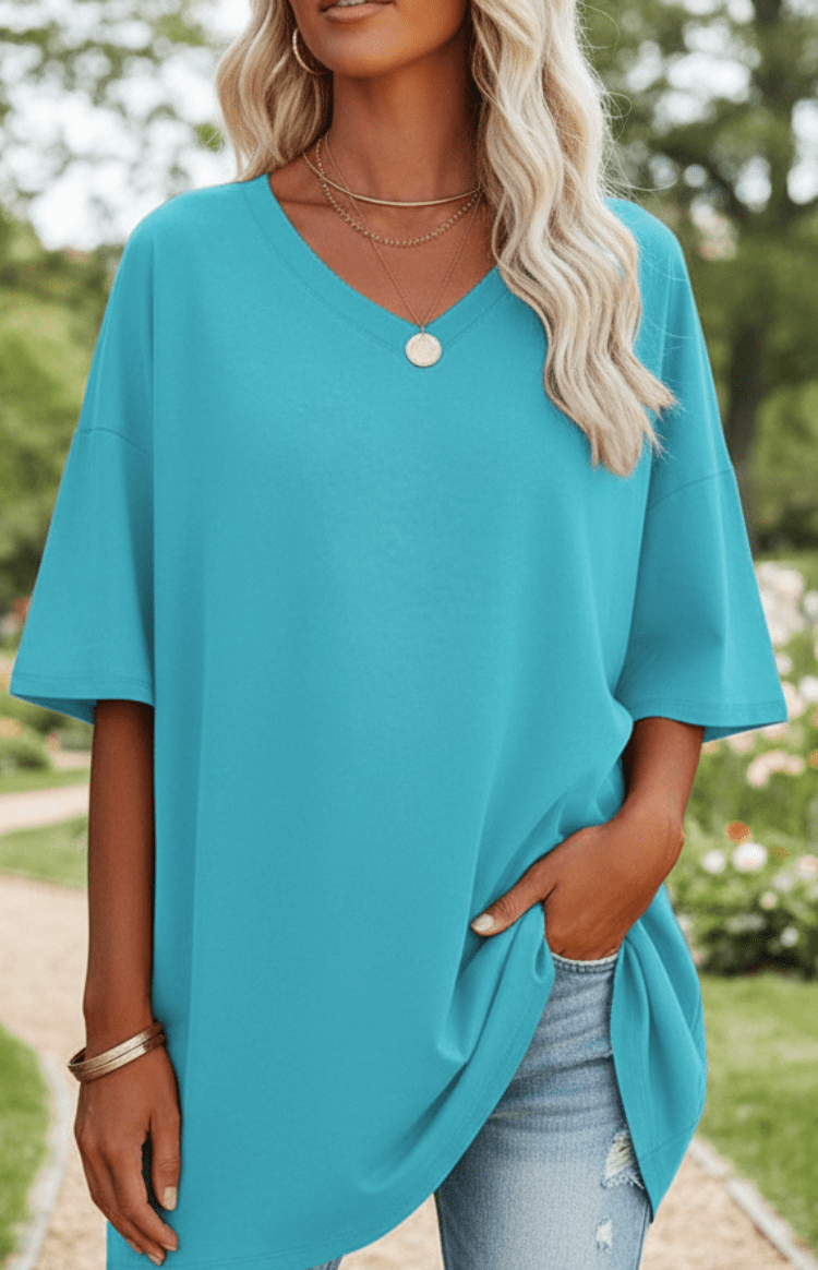 ALVESSA – Elegant Casual V-Neck T-Shirt, Soft & Breathable Fabric