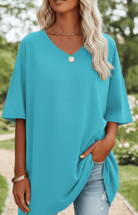 ALVESSA – Elegant Casual V-Neck T-Shirt, Soft & Breathable Fabric