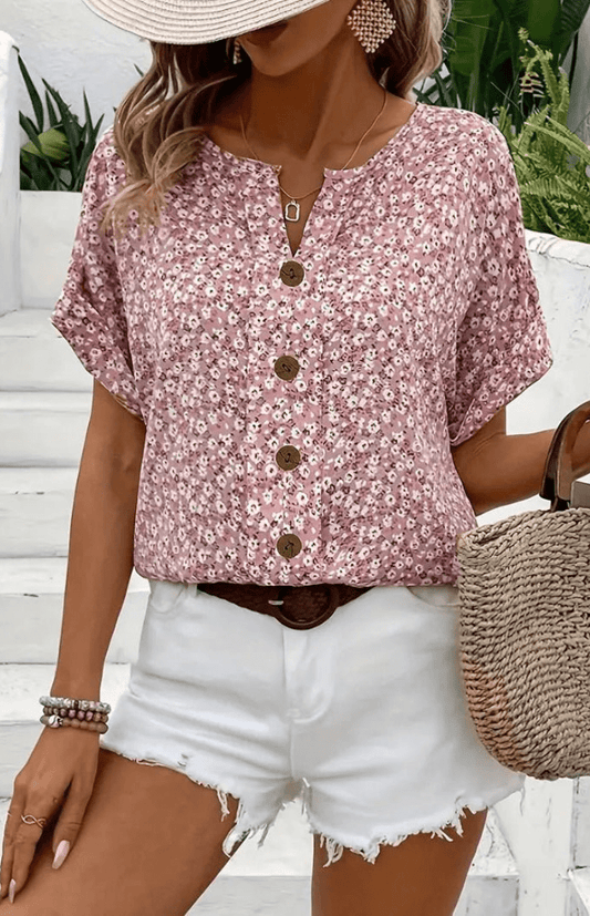 BLOSSÉRA – Women’s Floral Summer Blouse with Soft Lightweight Drape