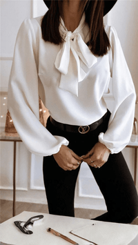 SOPHIA - Bow Tie High Neck Blouse