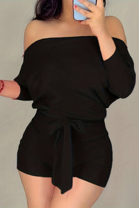 Ainslie – Solid Color Casual Jumpsuit Shorts with Batwing Grace