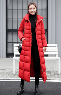 COZYRA – Sleek Long Winter Puffer Jacket with Hood for Women | Warm & Stylish