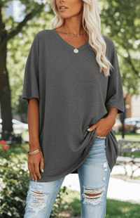 ALVESSA – Elegant Casual V-Neck T-Shirt, Soft & Breathable Fabric