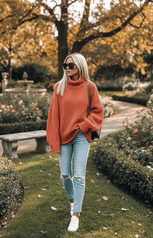 WARMÉE – Cozy Oversized Chunky Knit Turtleneck Sweater for Relaxed Winter Style