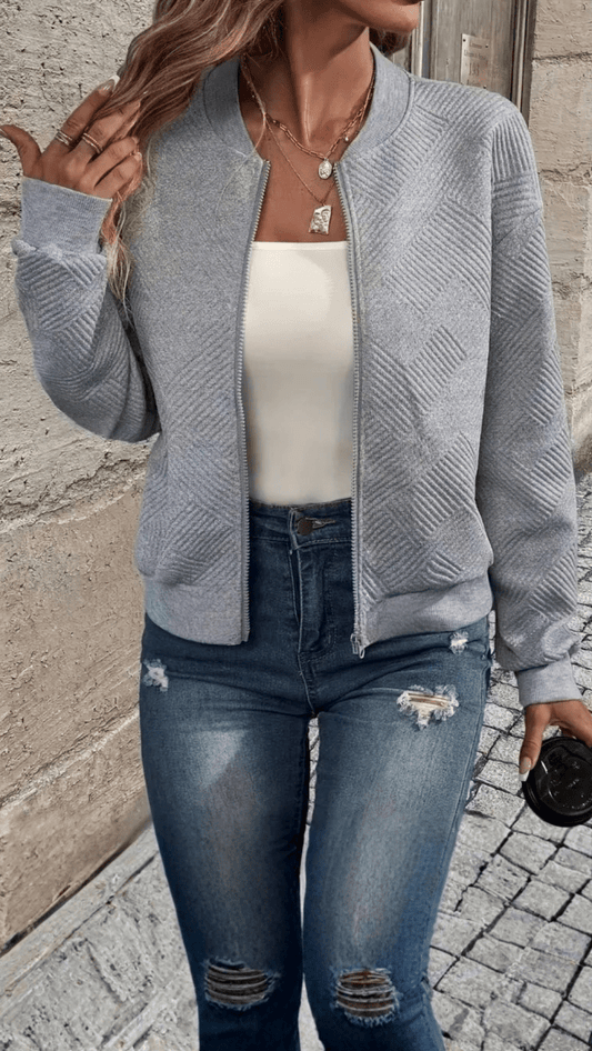 LUMIÈRA - Textured Zip Cardigan