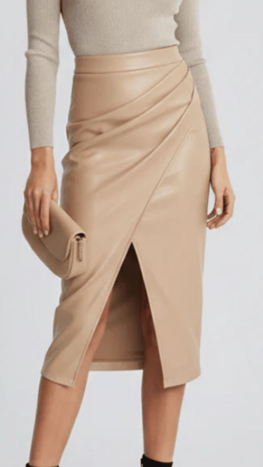 VALERIA - Pleated Midi Skirt with Front Split