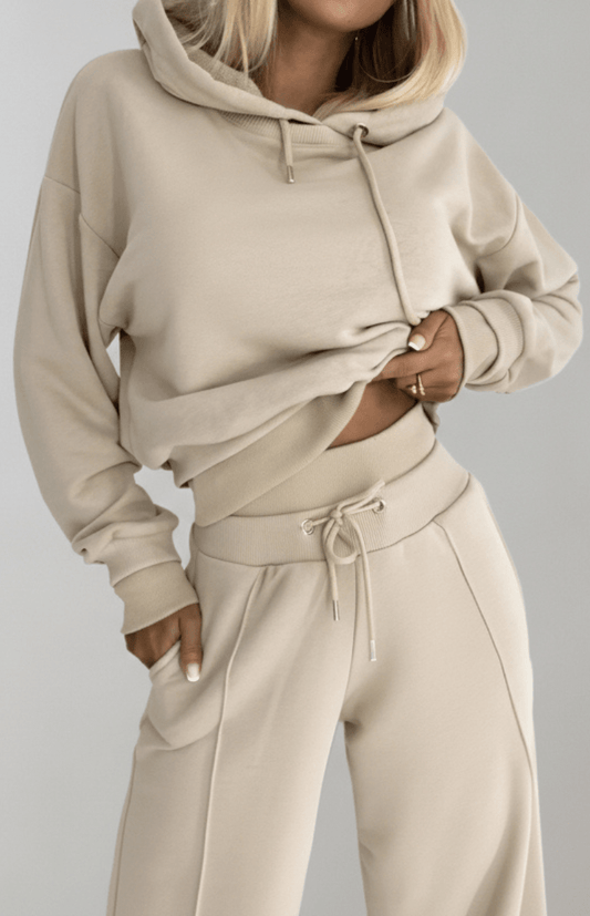 COMFYSUE – Cozy Women's Hoodie and Drawstring Pants Tracksuit Set for Casual Wear