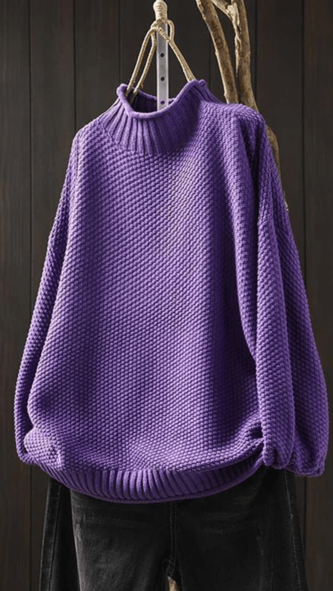 SERENA - Textured High Neck Knit Sweater