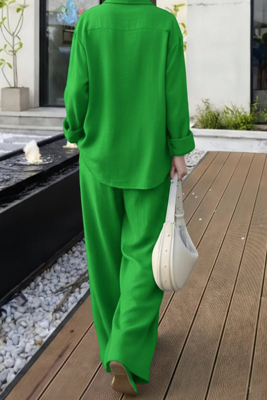 CANDACE – Plus Size Women’s Linen Long Sleeve Pant Set